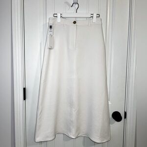 NWT Aritzia Wilfred Charm Long A-Line Maxi Skirt - Light Birch / Creme /Ivory
